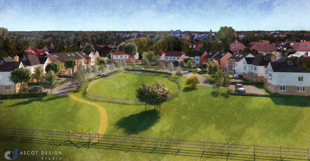 CGI drawing of Clovercourt's proposals for Bucks Meadow site in Oxhey Village