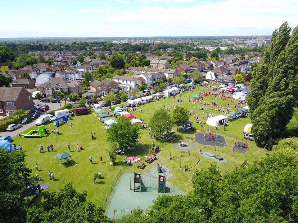 An aerial view of the Oxhey Village Summer Fayre 2017