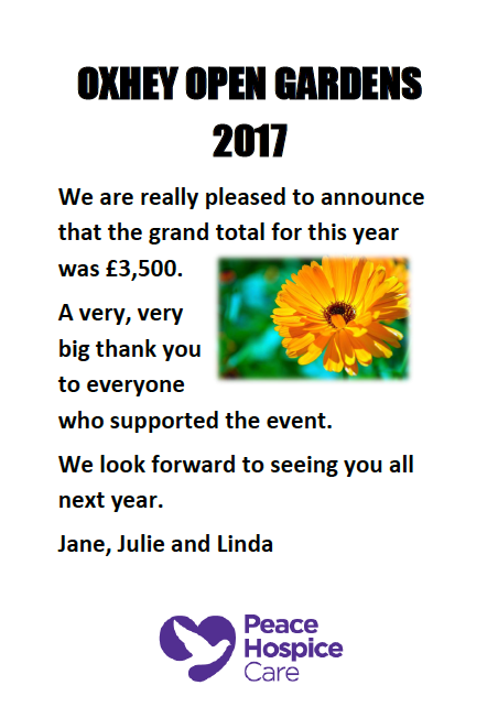Open Gardens raises £2,700 for Peace Hospice