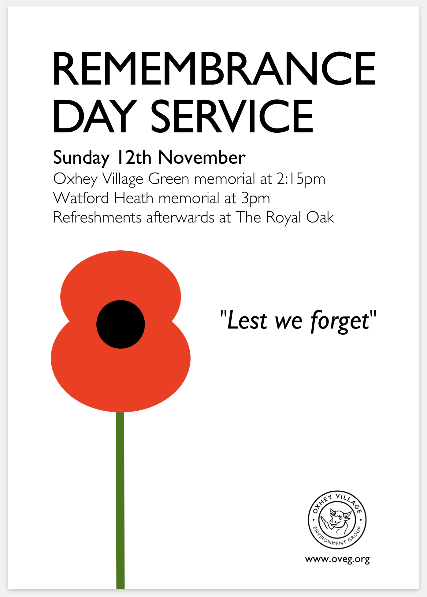 Remembrance Day Service 2017