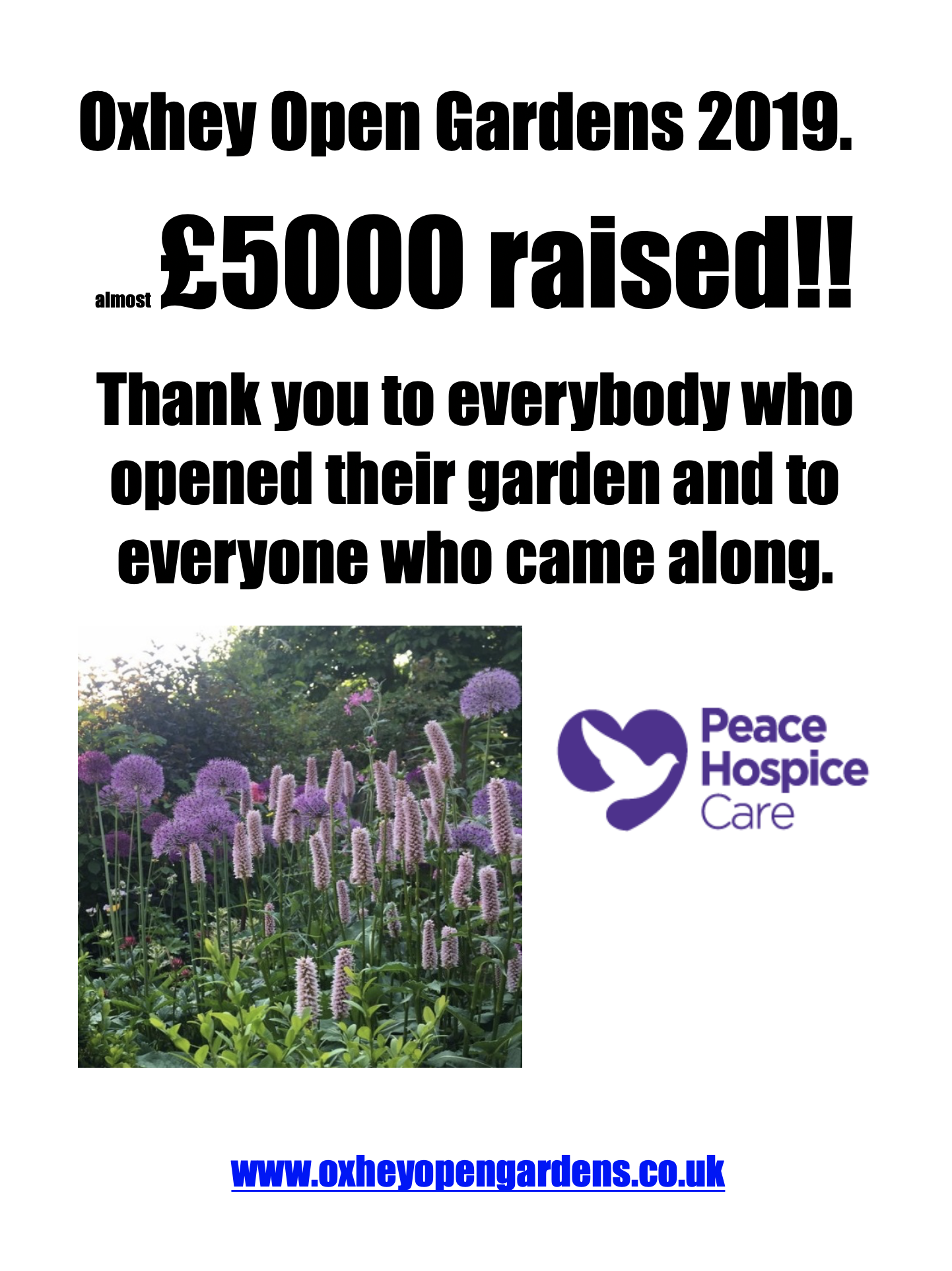 Open Gardens raises almost £5,000 for Peace Hospice