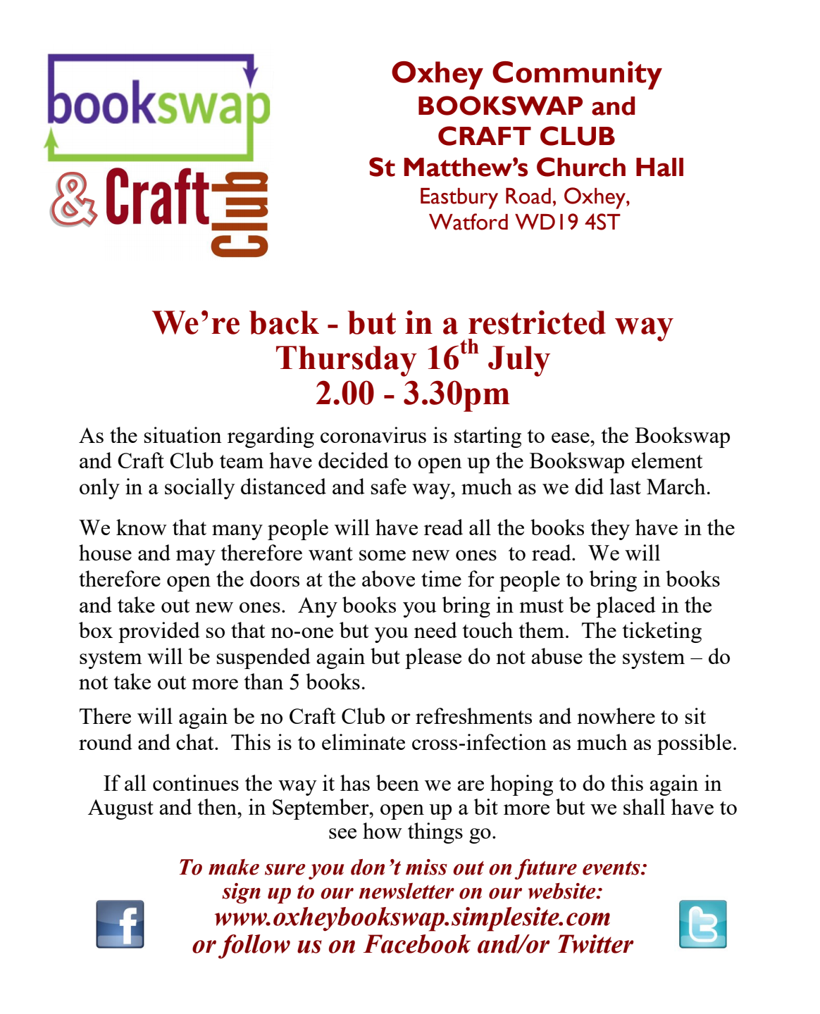 Socially distanced book swap returns to St Matthew’s