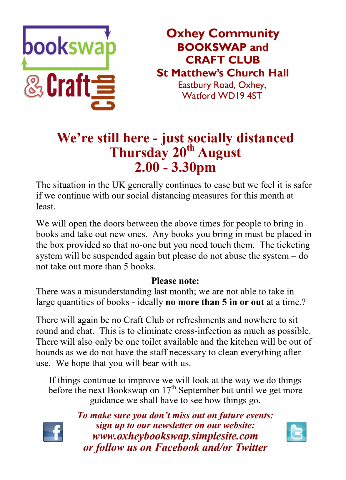 Socially-distanced book swap to continue