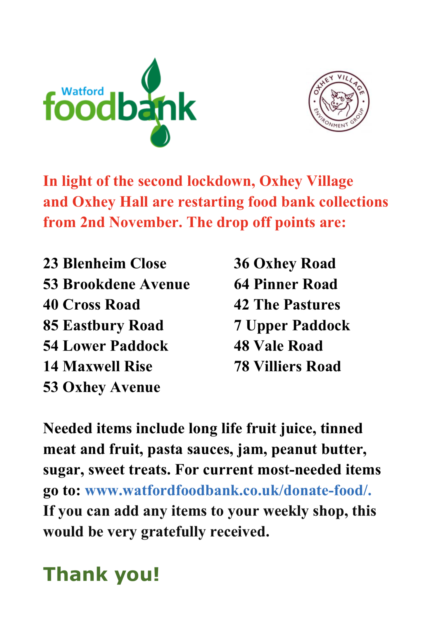 Foodbanks relaunched for second lockdown