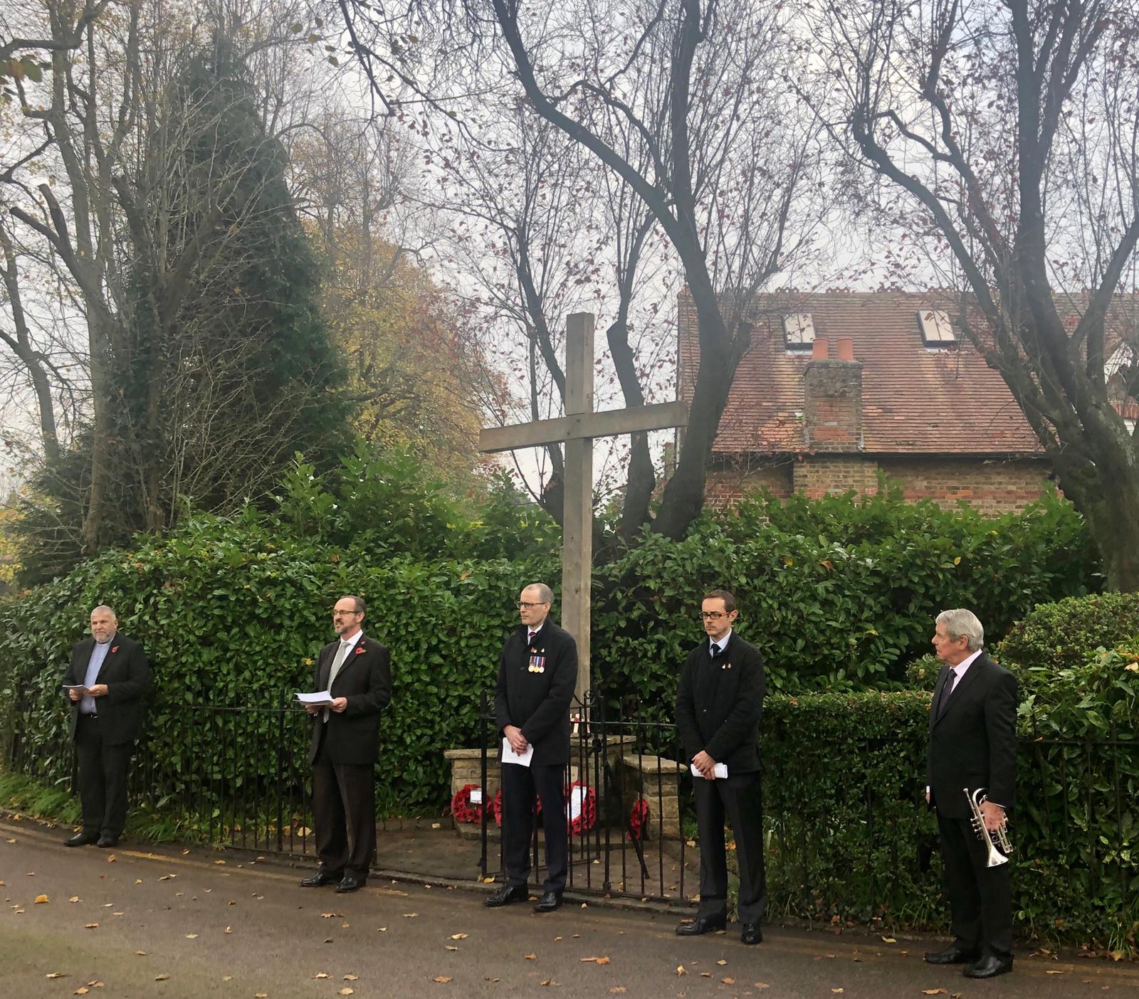Oxhey Village Remembrance Day service, during Covid-19 lockdown on 8 November 2020