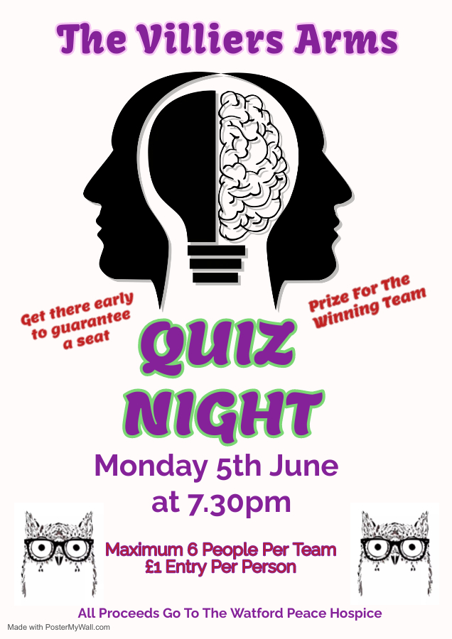 Charity quiz night at The Villiers Arms