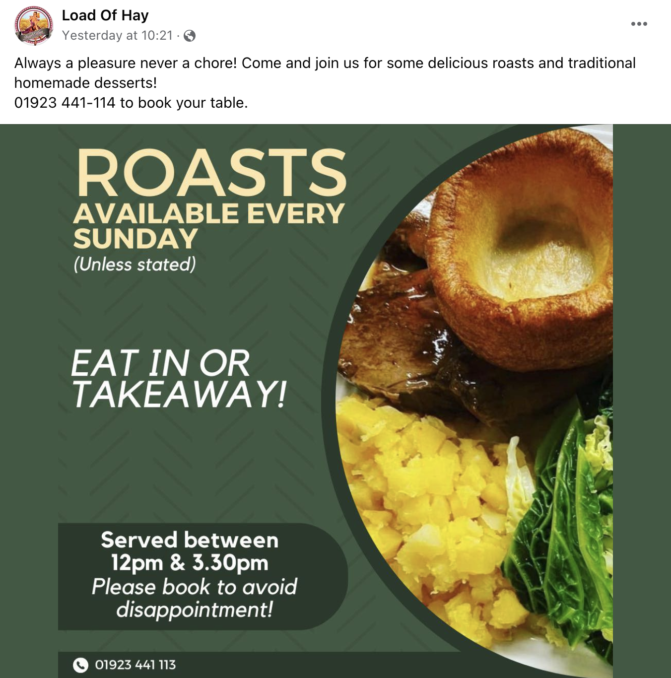 Sunday roasts at the Load of Hay