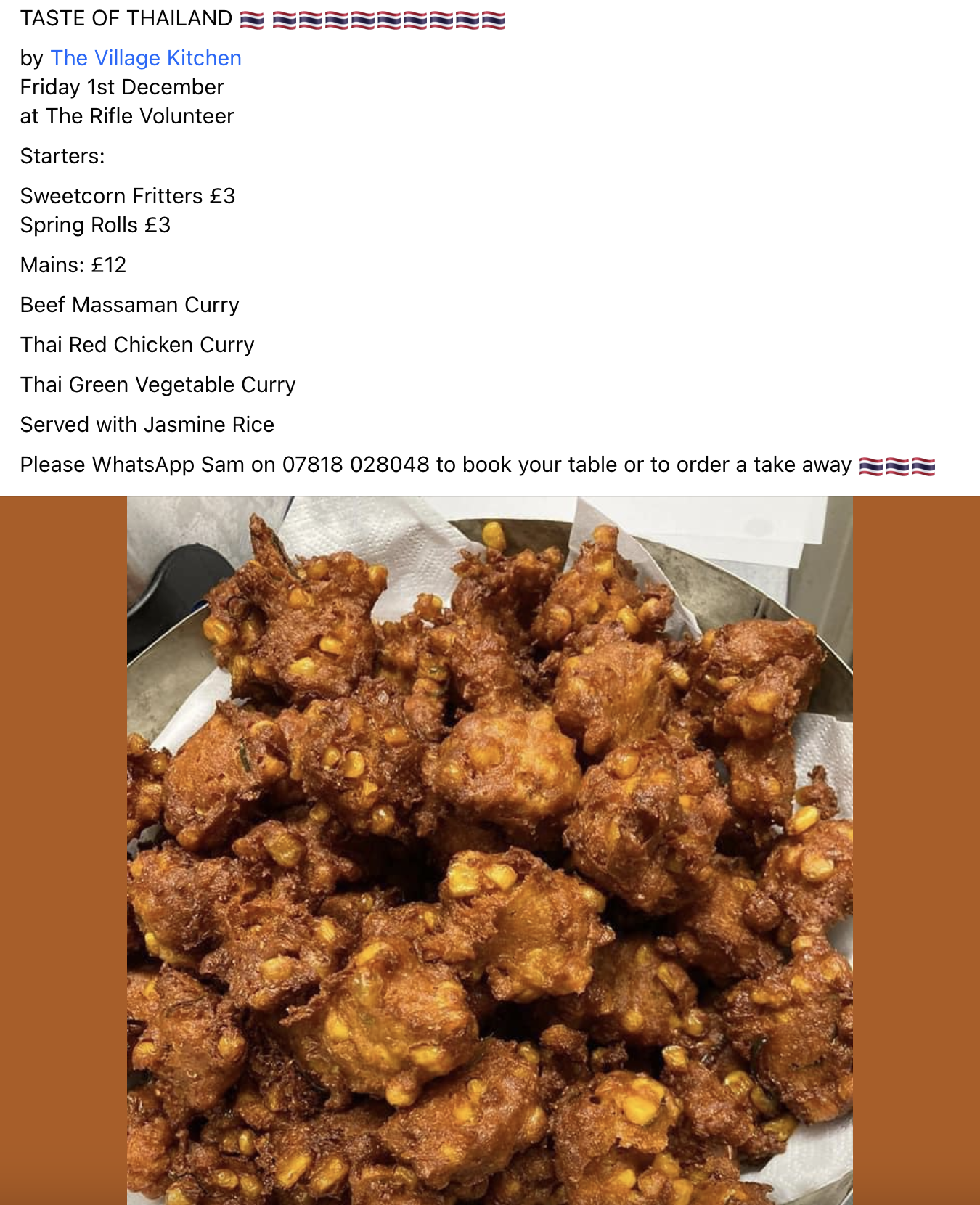 A taste of Thailand at the Rifle Volunteer