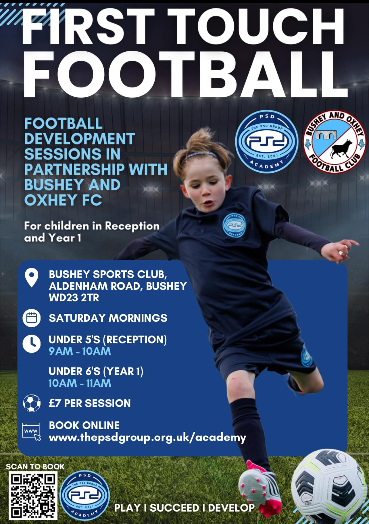 First touch football lessons in Bushey