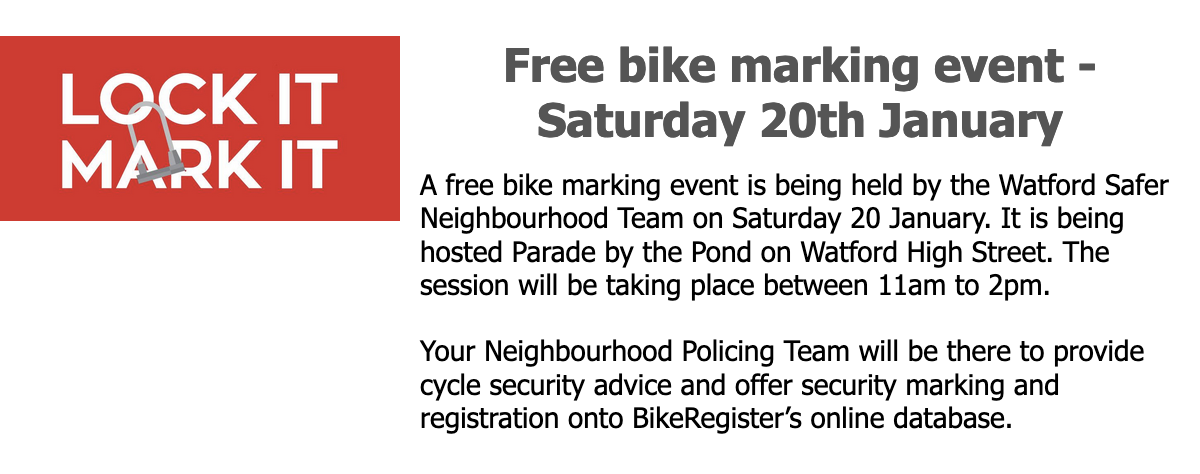 Free bike marking in Watford town centre
