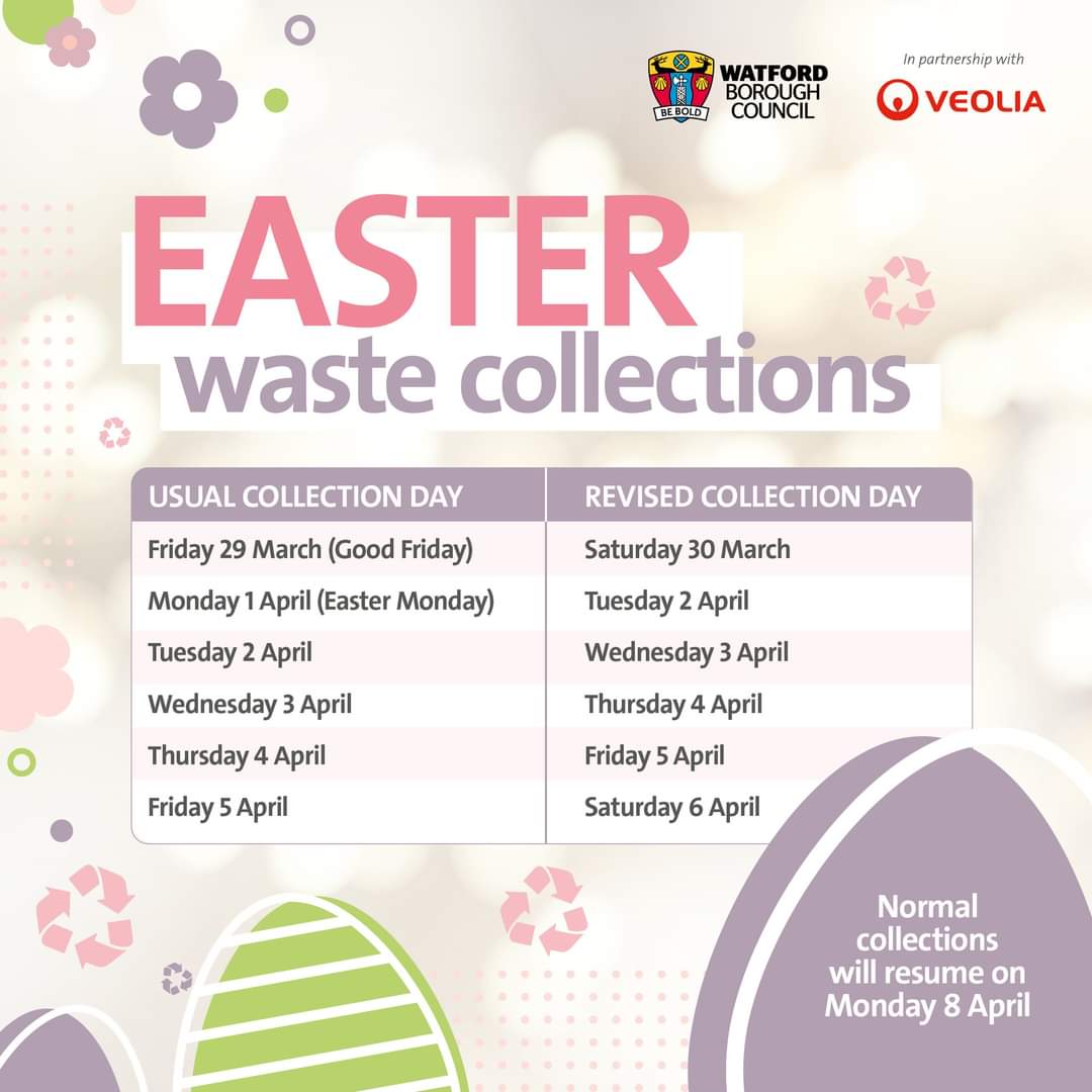 Watford bin collections over Easter period