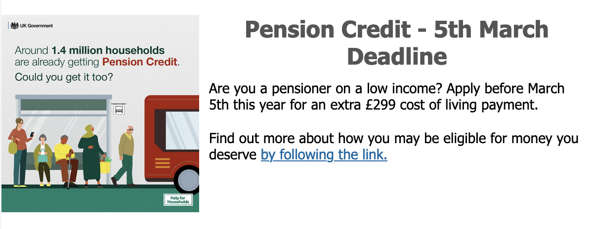 Pension credit deadline this week