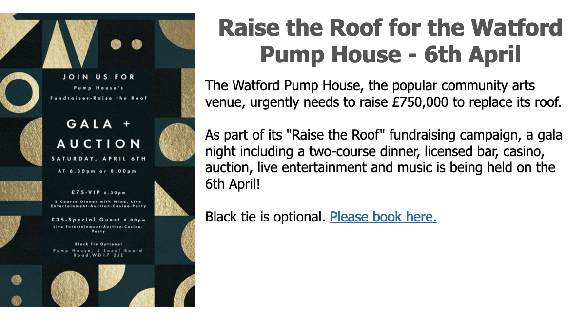 Raise the Roof for Watford’s Pump House