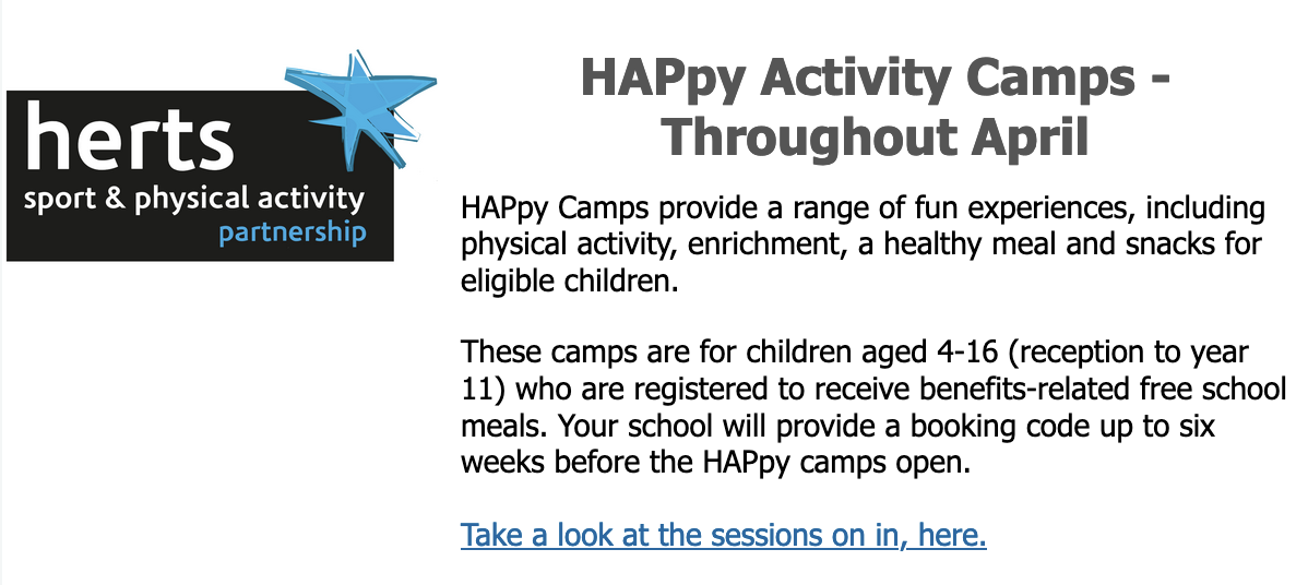HAPpy activity camps running this April