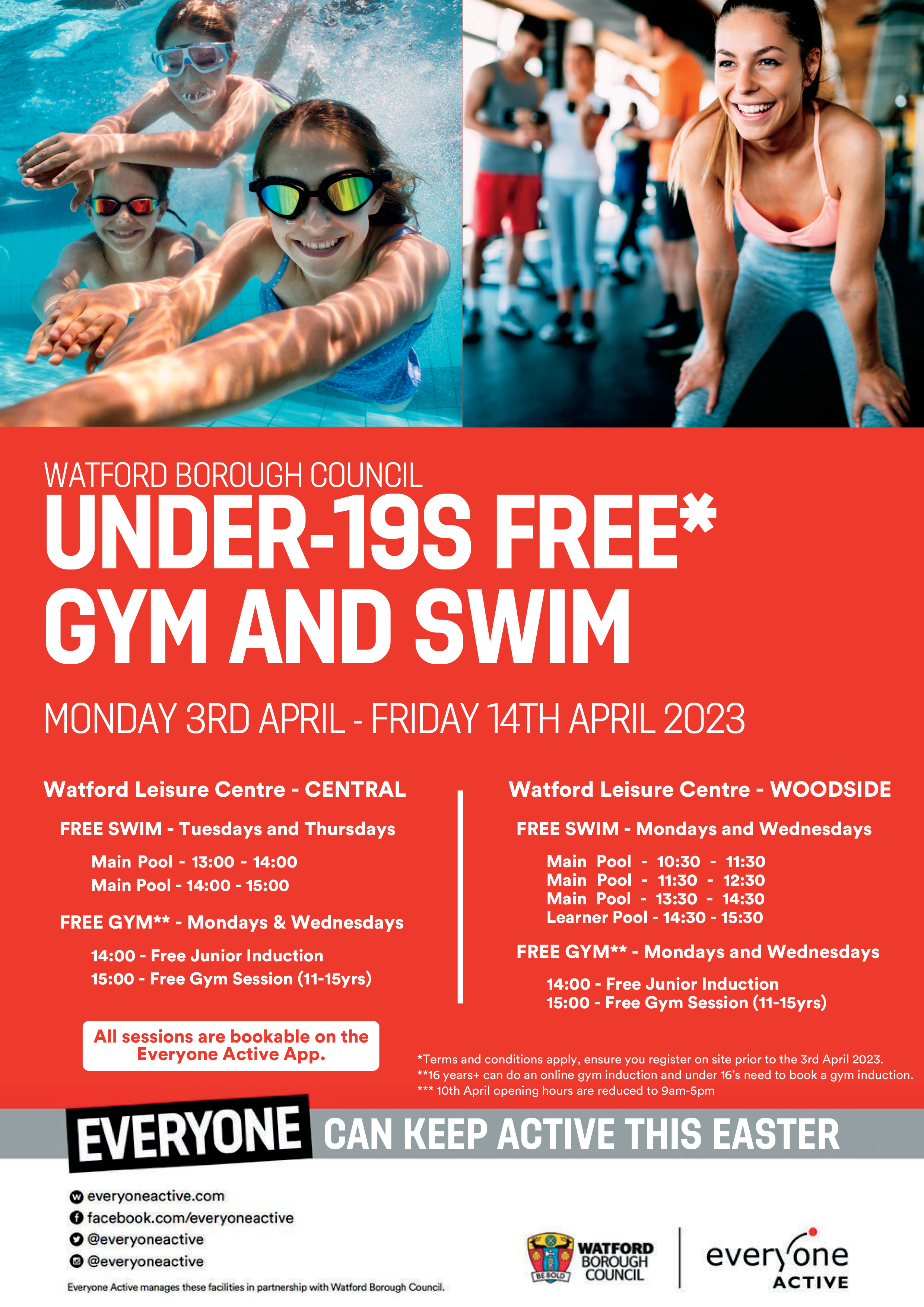 Free swim and gym for under 19s