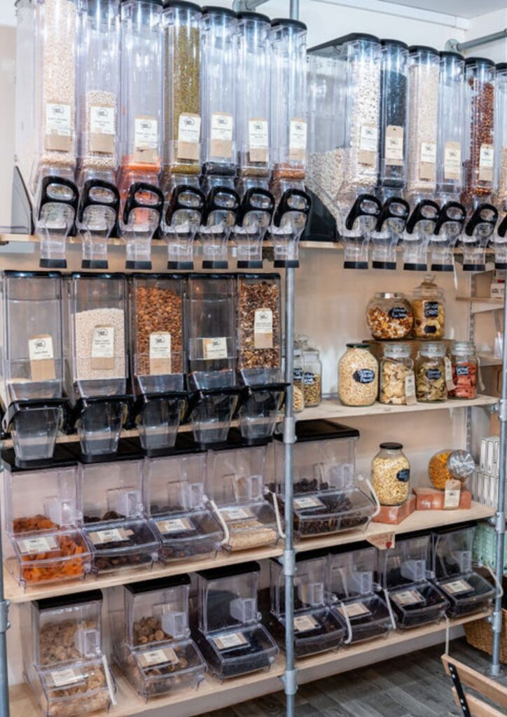 Refill jars at the Refillabell shop in Oxhey Village, near Watford