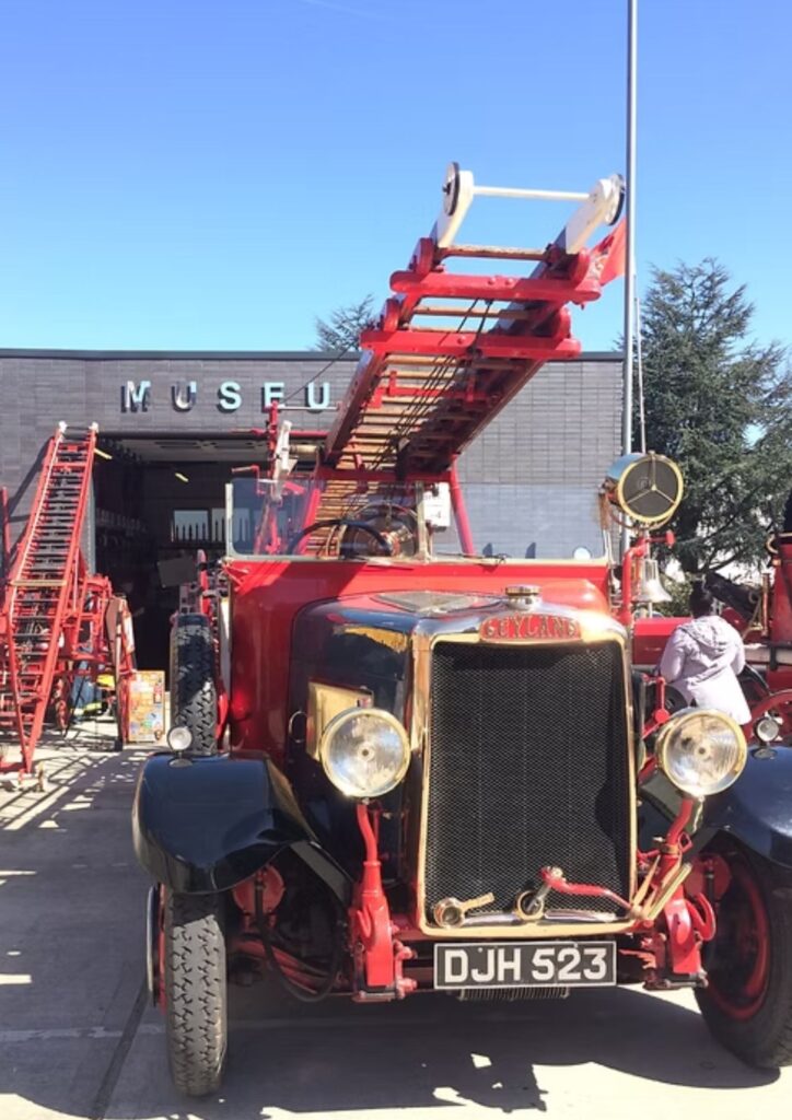 A fire engine parked outside Hertfordshire Fire Brigade Museum on Watford's Lower High Street
