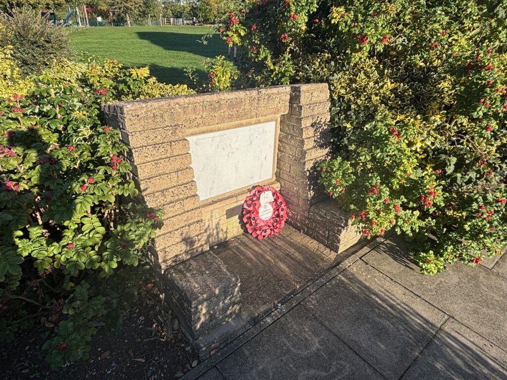 The Oxhey Village War Memorial before restoration work completed in September 2025