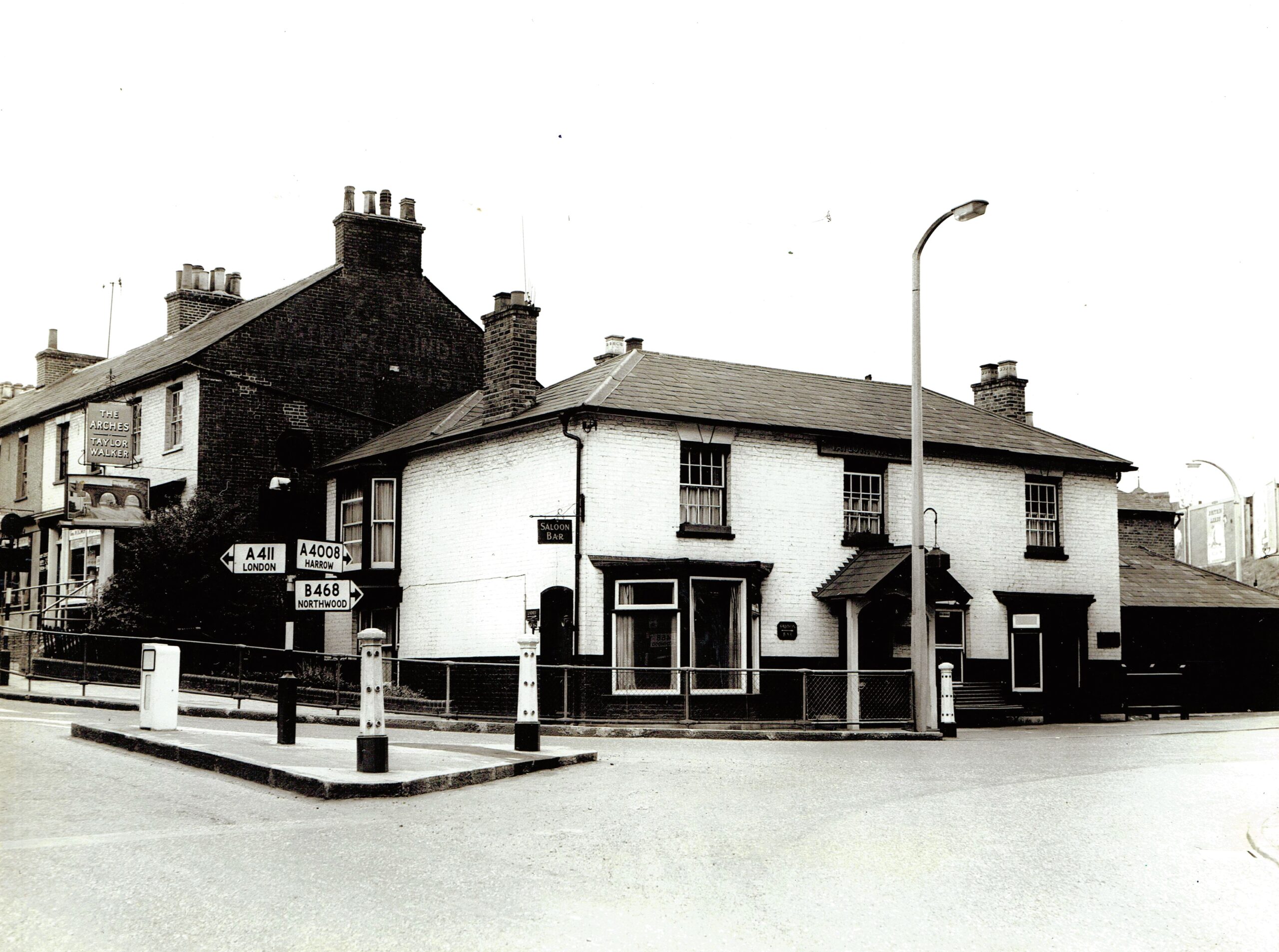 The former Railway Tavern pub that stood on Chalk Hill in Oxhey Village, Watford. Later renamed the The Arches
