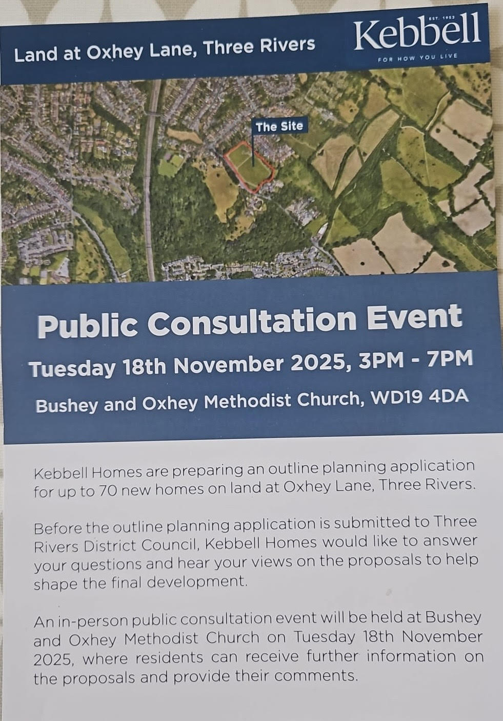 Kebbell Homes plans destruction of Oxhey Lane field