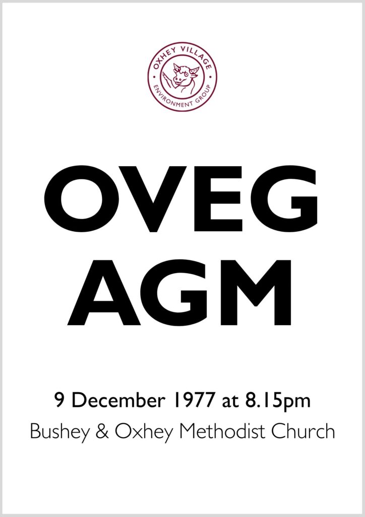 Oxhey Village Environment Group's Annual General Meeting on 9 December 1977